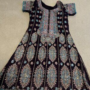 Indian Pakistani Plum & Turquoise Anarkali Suit Large